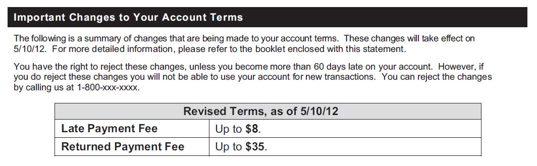 G-21—Change-in-Terms Sample (Increase in Fees)