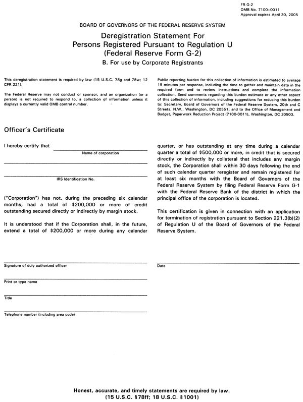 Form G-2—Deregistration Statement (Page 2)
